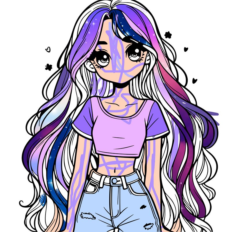 girl with long hair with jeans and crop top