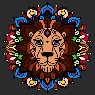 mandala lion face