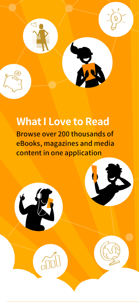 Pubu - Promotional screen for the Pubu app highlighting a library of over 200,000 eBooks and magazines.