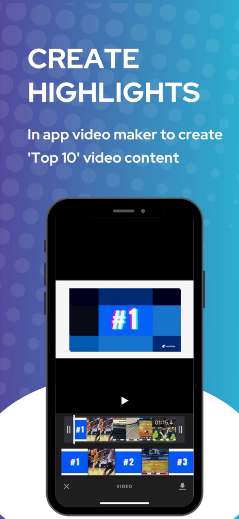 Swish Live mobile app interface for editing sports highlight videos
