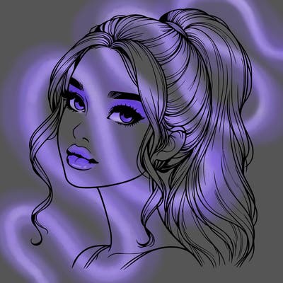 realistic girl with a ponytail on her hair and lips