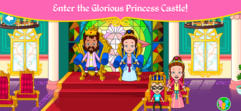 Tizi Magic Princess Gamesの玉座の間で、王、女王、王族が描かれた画像