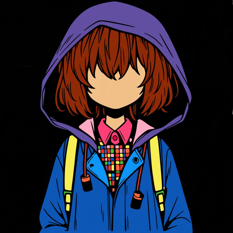 little anime girl in a raincoat her hair is covering her eyes she has a lighter