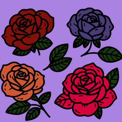 cute four pieces roses