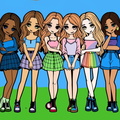 a group of girls realistic