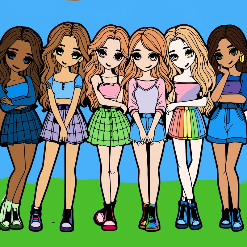 a group of girls realistic