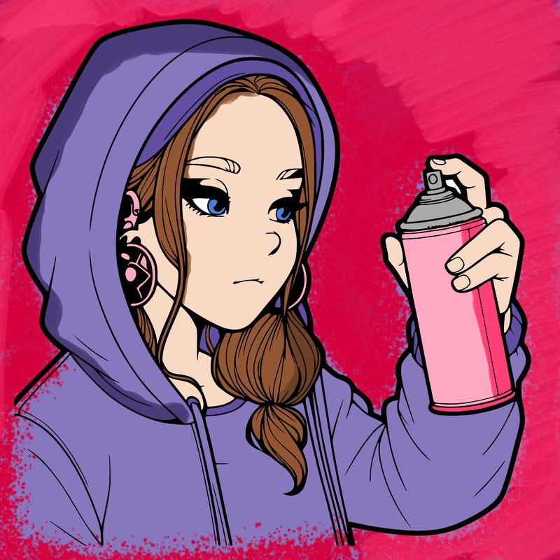 a realistic girl, spray painting