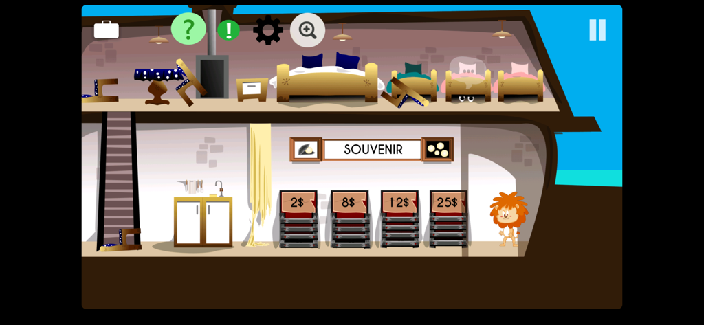 Tiny Story 2 Adventure - 寝室とお土産屋さんがある2階建ての船の中にいるキャラクター。