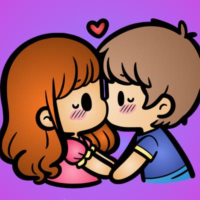 a girl and a boy kissing