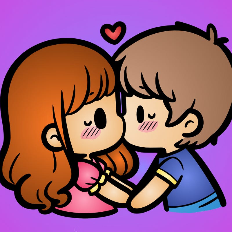 a girl and a boy kissing