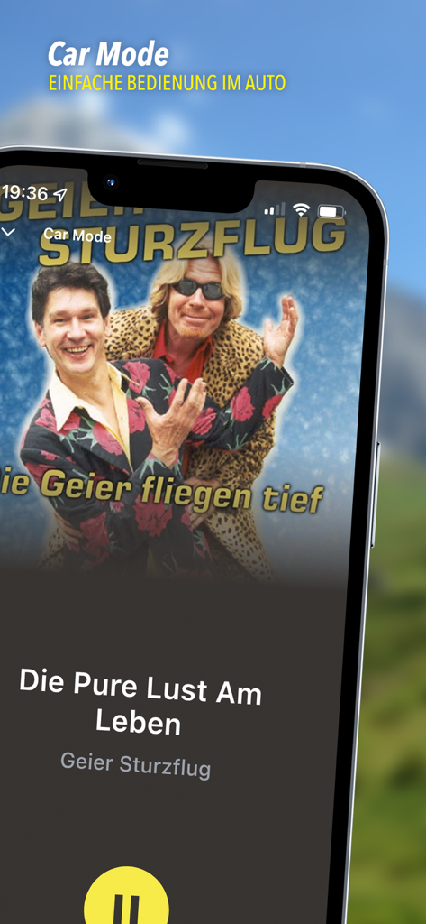 Radio U1 Tirol - L'app Radio U1 Tirol visualizza l'interfaccia della Modalità Auto su un iPhone