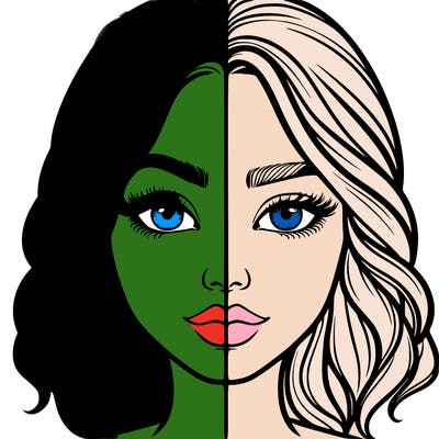 realistic girl split half