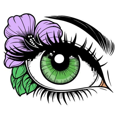realistic eye with flower