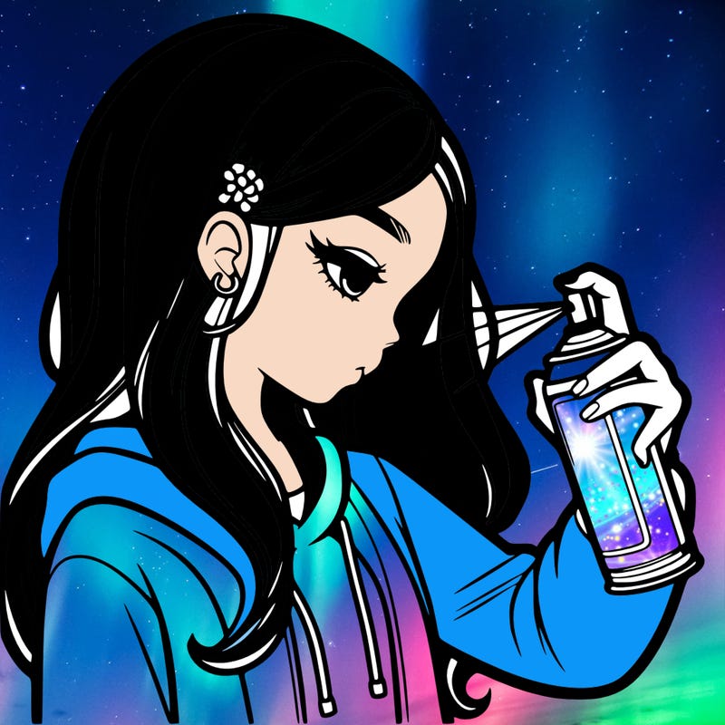 a realistic girl spray painting