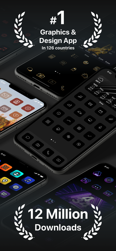 Brass - Icon Themes & Widgets - Vitrine de temas e widgets personalizados para a tela de início do iPhone pelo aplicativo Brass.