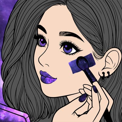 a realistic girl doing her makeup