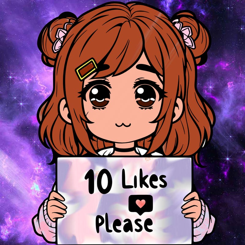 a girl with a sign saying 10 likes please