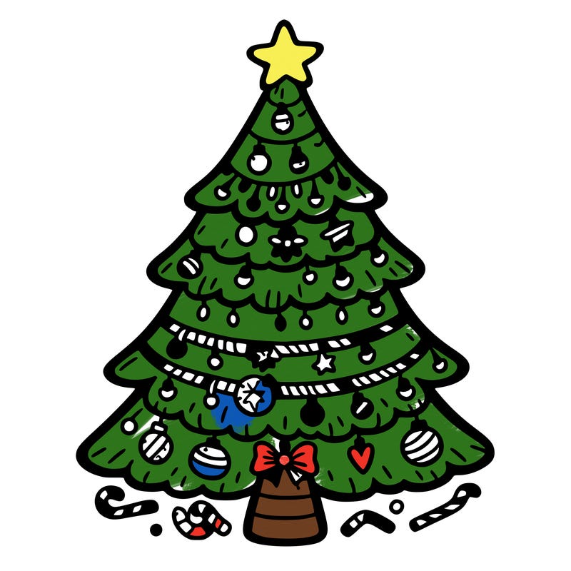 christmas tree with lots of details