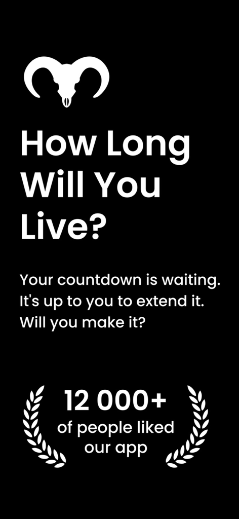 Death Counter app welcome screen asking How Long Will You Live
