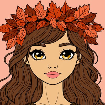 realistic girl with fall leaf crown