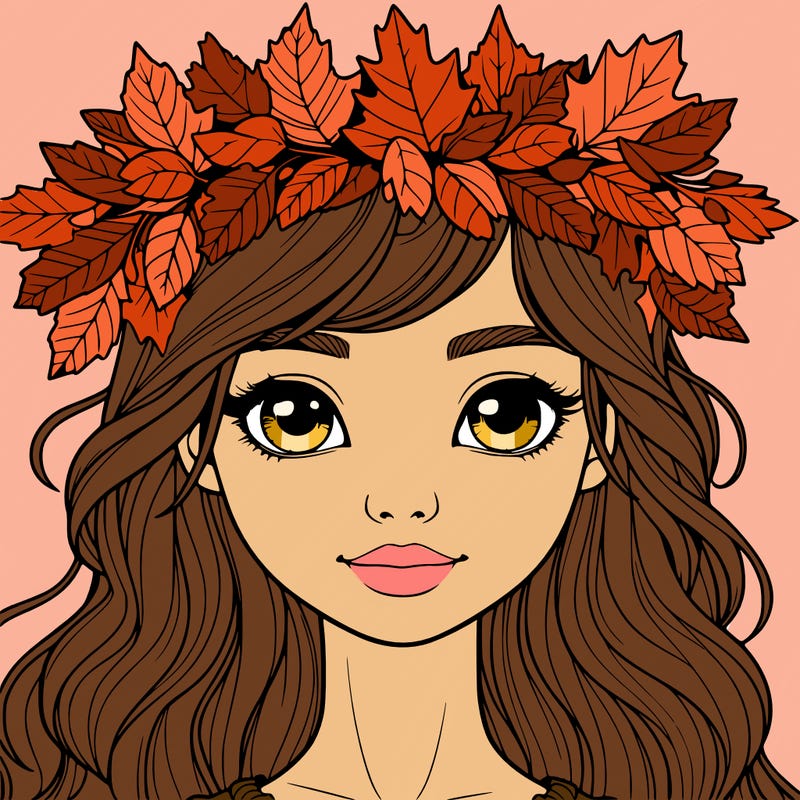 realistic girl with fall leaf crown