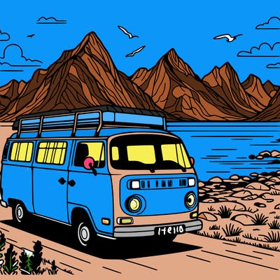 camper van on lofoten, norway