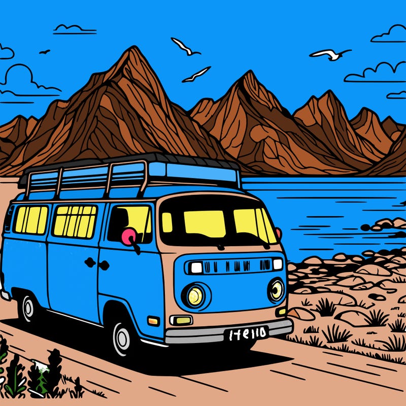 camper van on lofoten, norway