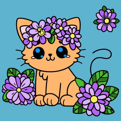 cute flowers cat
