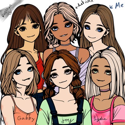 a group of girls realistic