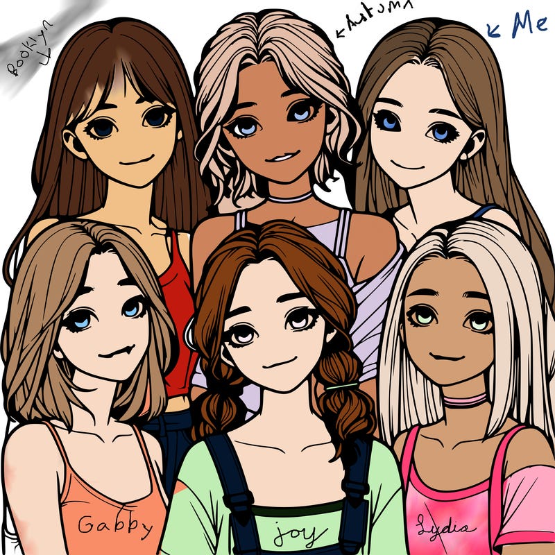 a group of girls realistic
