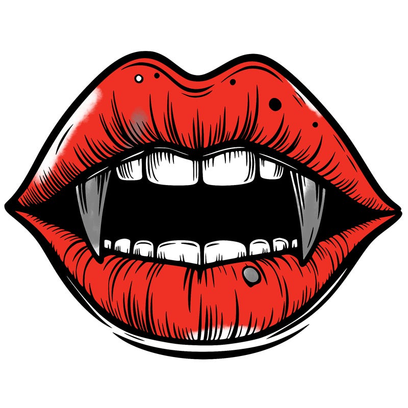 lips with vampire teeth