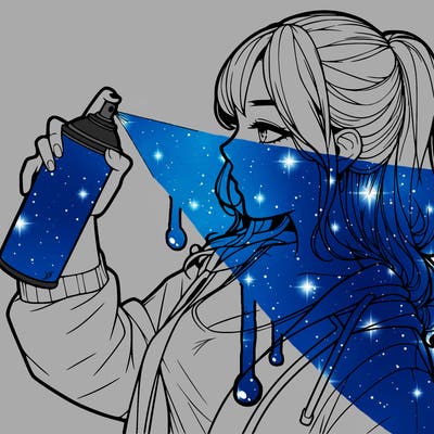a realistic girl spray, painting