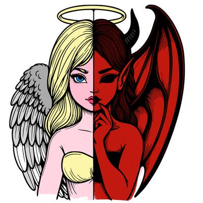 realistic angel half demon