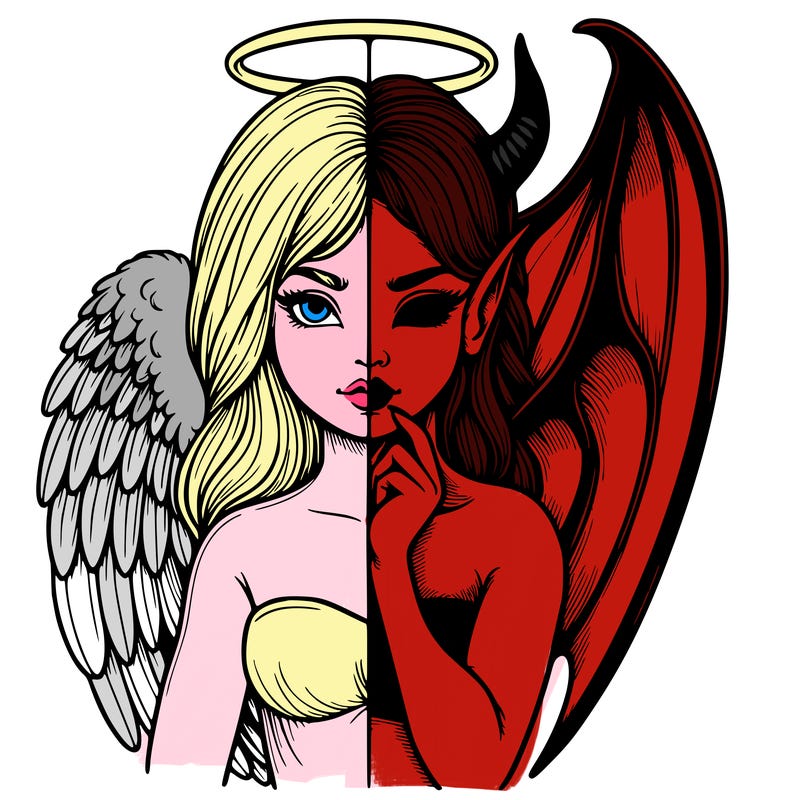 realistic angel half demon