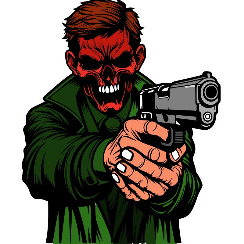 a scary man with a gun realistic