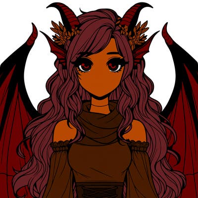 realistic girl with dragon wings horns and a tail