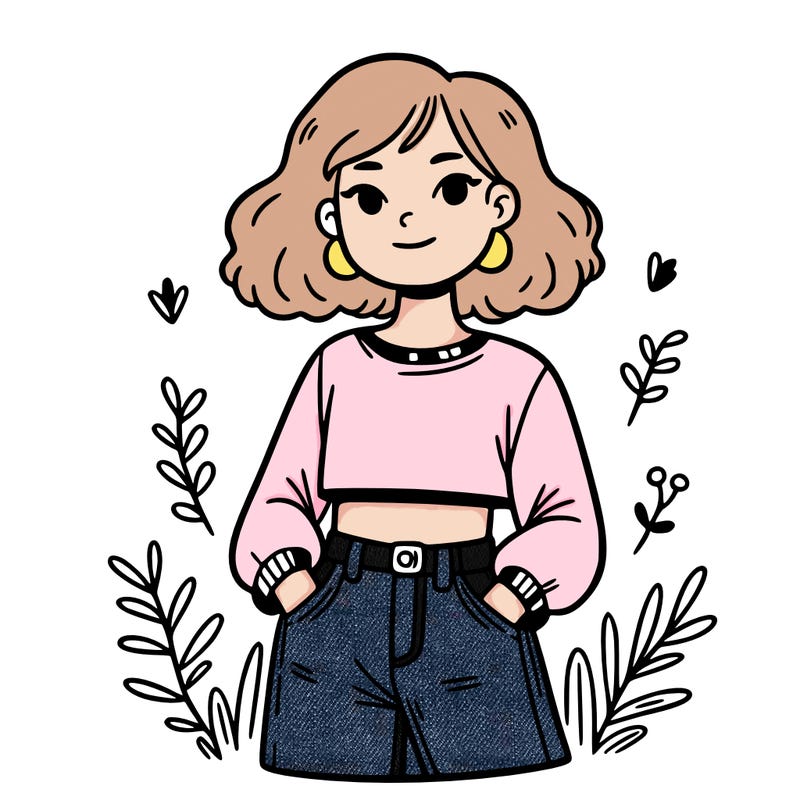 girl with a crop top and jeans