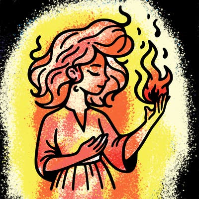 woman with fire