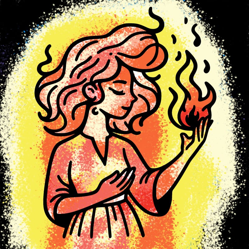 woman with fire