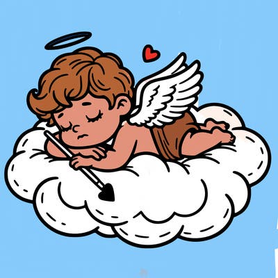 cupid asleep on a cloud