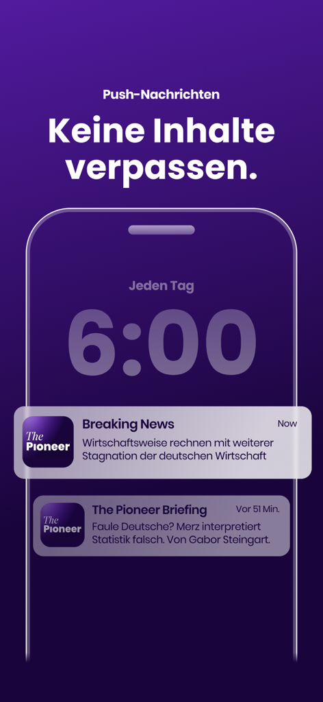 The Pioneer - The Pioneerニュースアプリからのプッシュ通知を表示するスマートフォンのロック画面