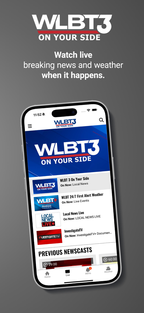 WLBT 3 On Your Side - WLBT 3 On Your Side mobile app showing live news and weather updates