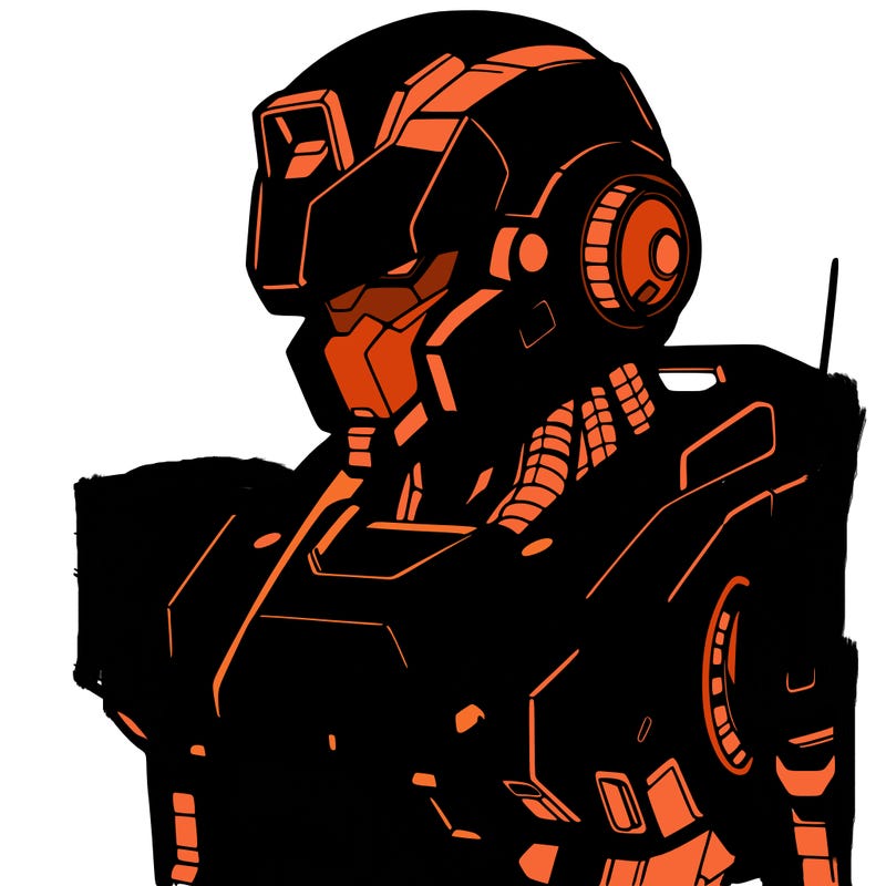 mecha with a futuristic helmet.