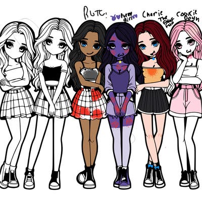 a group of girls realistic