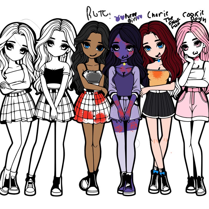 a group of girls realistic