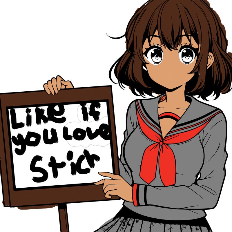 manga character girl holding a blank sign