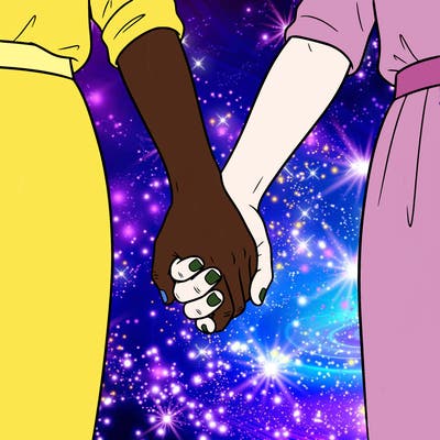 man and woman holding hands