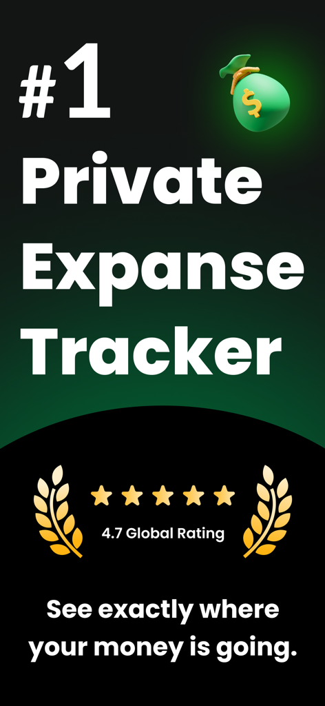 Budget Planner: Money Manager - Promotional screen for Budget Planner app showing a 4.7 global rating and a number one private expense tracker badge.