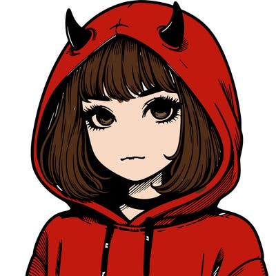 realistic girl with devil hoodie
