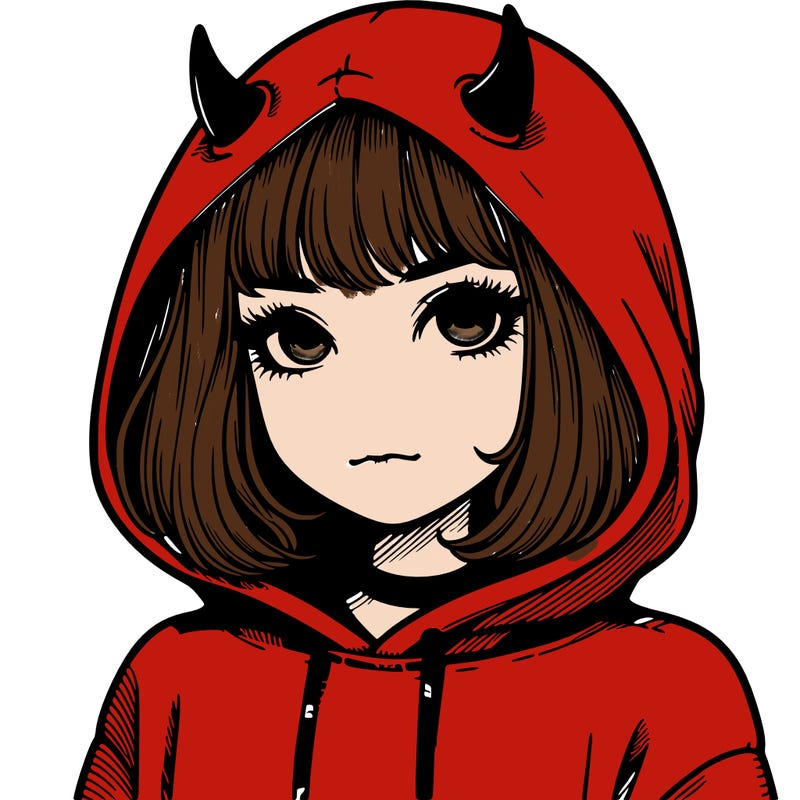realistic girl with devil hoodie